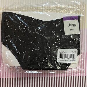 Jenni Intimates Black Constellation Thong Panty Sz XXL